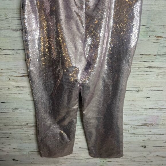 ALEC LES VILLE SEQUINS silver trousers pants size small straight leg - Picture 7 of 8
